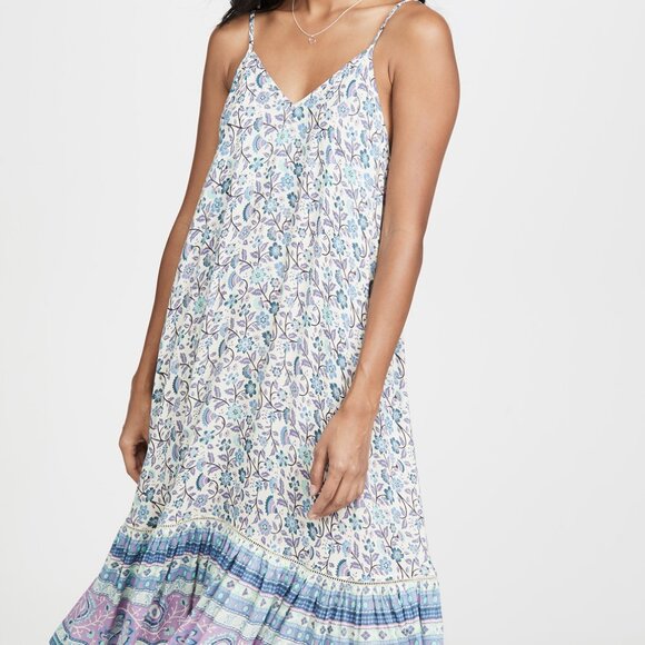 Spell & The Gypsy Purple Blue Floral Midi Dahlia Dress M - Picture 1 of 7